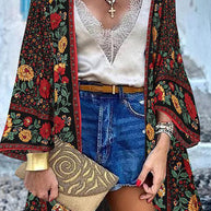 WW | College Print Patchwork Strickjacke Kragen Außenbekleidung