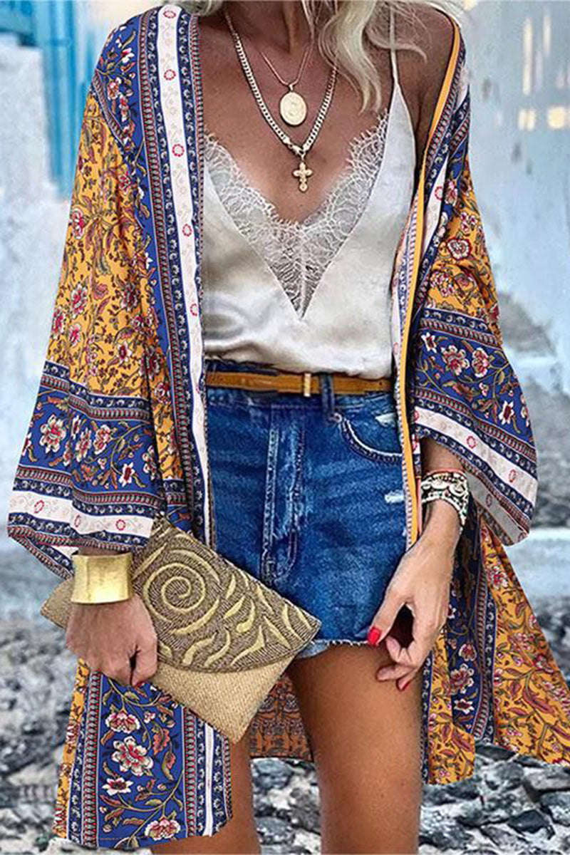 WW | College Print Patchwork Strickjacke Kragen Außenbekleidung