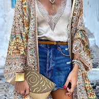 WW | College Print Patchwork Strickjacke Kragen Außenbekleidung