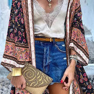 WW | College Print Patchwork Strickjacke Kragen Außenbekleidung