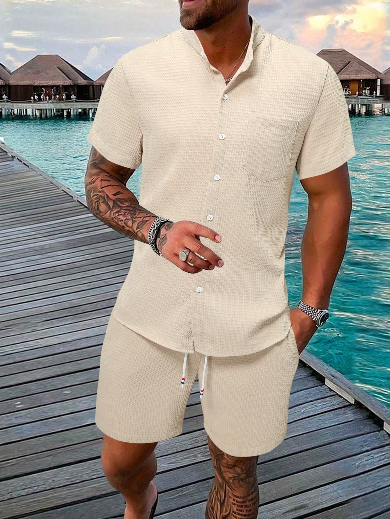 WW | Ärmelshirt Und Shorts Satz Für Männer
