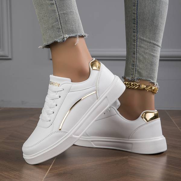WW | Sneaker Weiße Sneaker mit Gold/Silber Details