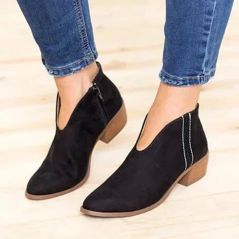 W&W Mode | Sexede Ankelstiefel Mit V-Ausschnitt Reißverschluss Für Frauen