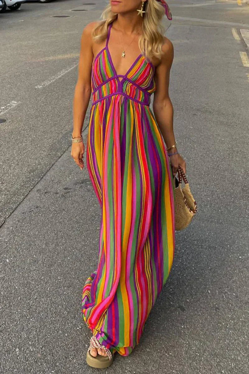 WW | V-Ausschnitt Kleid mit Kontraststreifen für Die Feiertage