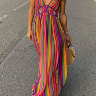 WW | V-Ausschnitt Kleid mit Kontraststreifen für Die Feiertage