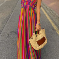WW | V-Ausschnitt Kleid mit Kontraststreifen für Den Urlaub