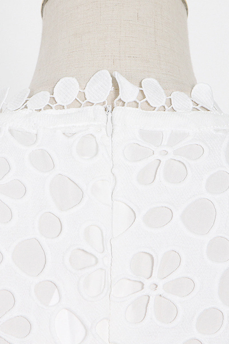 WW | Elegante Einfarbige Ausgehöhlte V-Ausschnitt Taillierte Rock Kurzarm Kleid