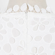 WW | Elegante Einfarbige Ausgehöhlte V-Ausschnitt Taillierte Rock Kurzarm Kleid