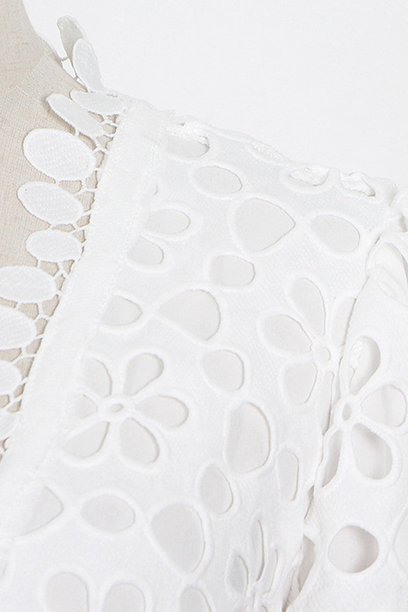 WW | Elegante Einfarbige Ausgehöhlte V-Ausschnitt Taillierte Rock Kurzarm Kleid