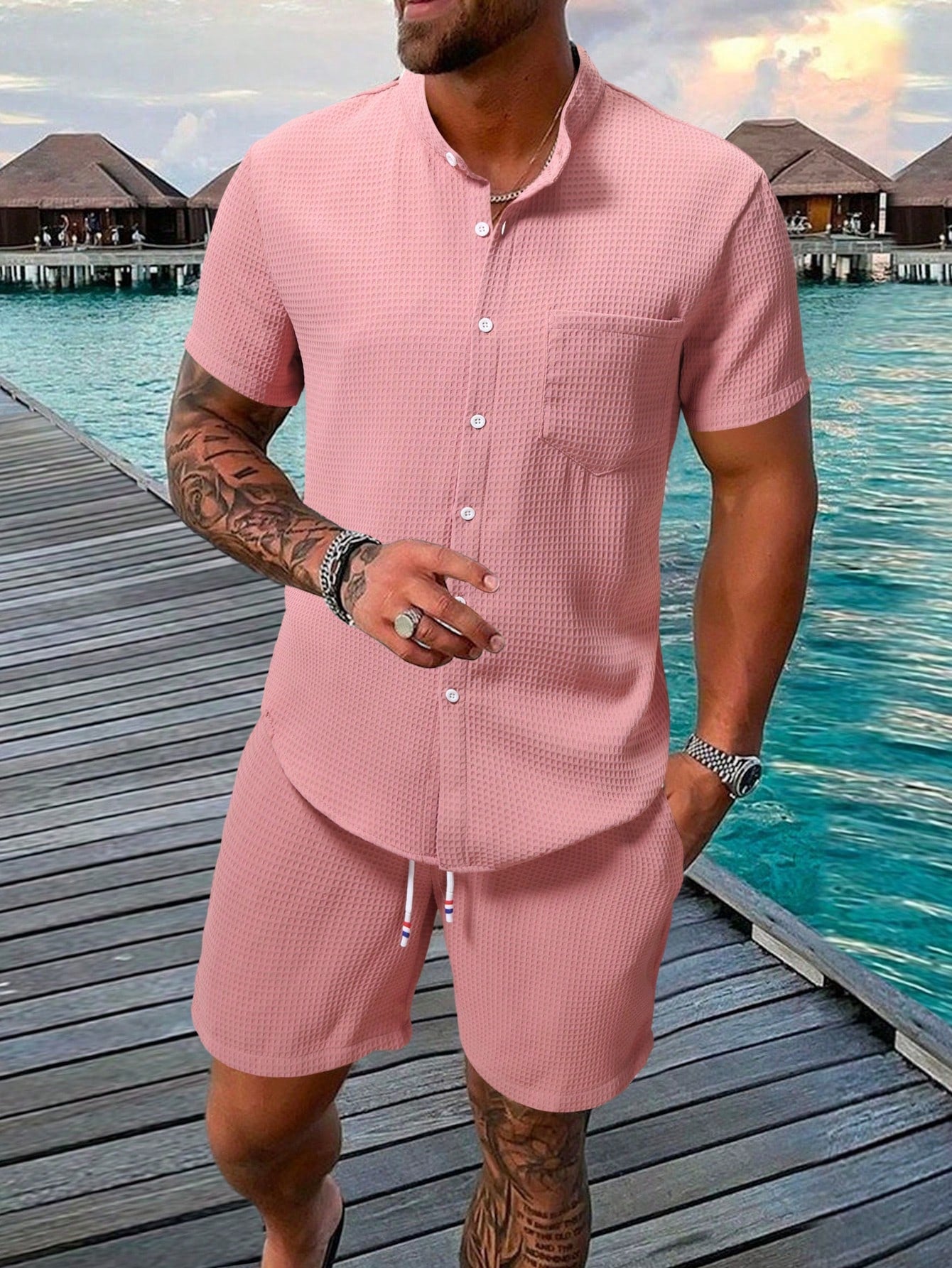 WW | Ärmelshirt Und Shorts Satz Für Männer