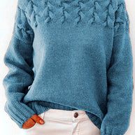 WW | Lässiger Einfarbiger Strickpullover mit Rollkragen - 11 Farben