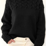 WW | Lässiger Einfarbiger Strickpullover mit Rollkragen - 11 Farben