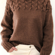 WW | Lässiger Einfarbiger Strickpullover mit Rollkragen - 11 Farben