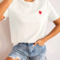 WW | Damen T-Shirt Mit Herz Detail Minimalistisch, Lässig & Kombinationsstark