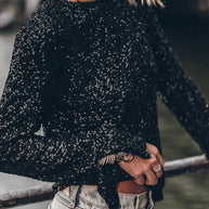 WW | Elegantes Oberteil Mit Rundhalsausschnitt Und Pailletten Für Damen