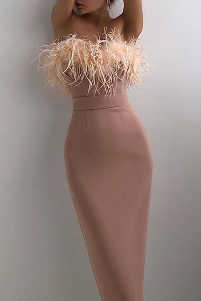 WW | Elegantes Einfarbiges Schlitzslingkleid Kleider