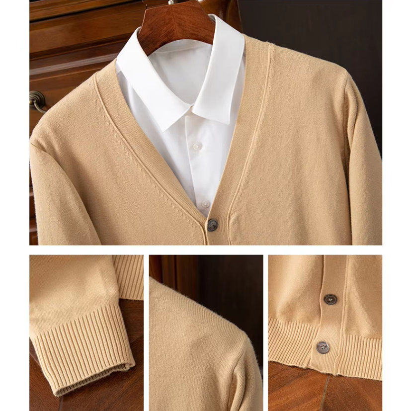 W&W Mode | Herren Strickjacke Mit Knöpfen, Leichtes Material, V-ausschnitt, Klassischer Stil