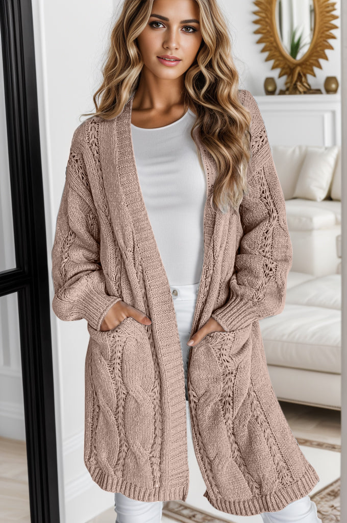 WW | Offene Kabelstrick Split Strickjacke