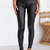 WW | Hohe Taille Faux Leder Dehnbare Slim Fit Hosen
