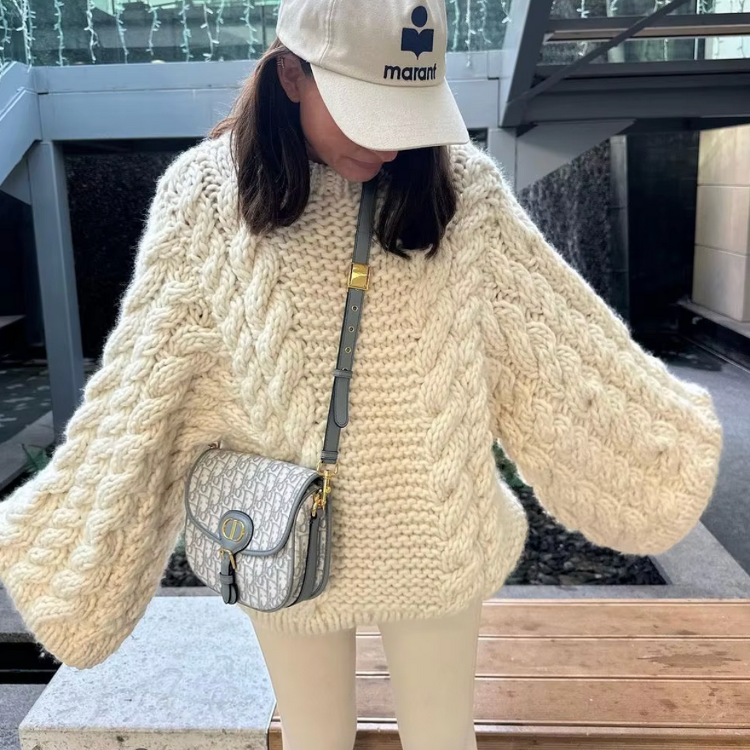 WW - Damen grob gestrickter Oversize-Pullover