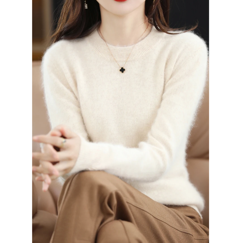 W&W Mode | Kaschmir Pullover Damen Luxuriöser Rundhalsausschnitt, Weich & Modisch