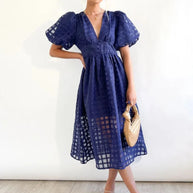 WW | Puffärmel Midi-Kleid