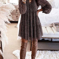 WW | Rosiedress V-Ausschnitt Leoparden-Swing-Minikleid