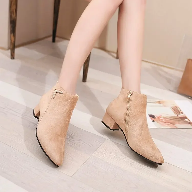 W&W Mode | Stiefeletten Mit Spitzem Schuh Und Seitenreißverschluss Damen Stiefeletten