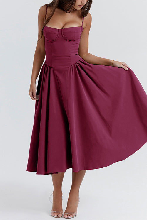 WW | Rosiedress Spaghetti-Träger Pocketed Korsett Swing Midi Kleid