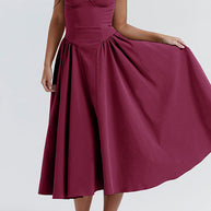 WW | Rosiedress Spaghetti-Träger Pocketed Korsett Swing Midi Kleid