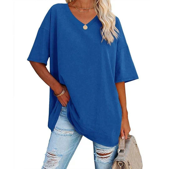 W&W Mode | Lässiges T-shirt Mit Übergröße V-ausschnitt Für Damen
