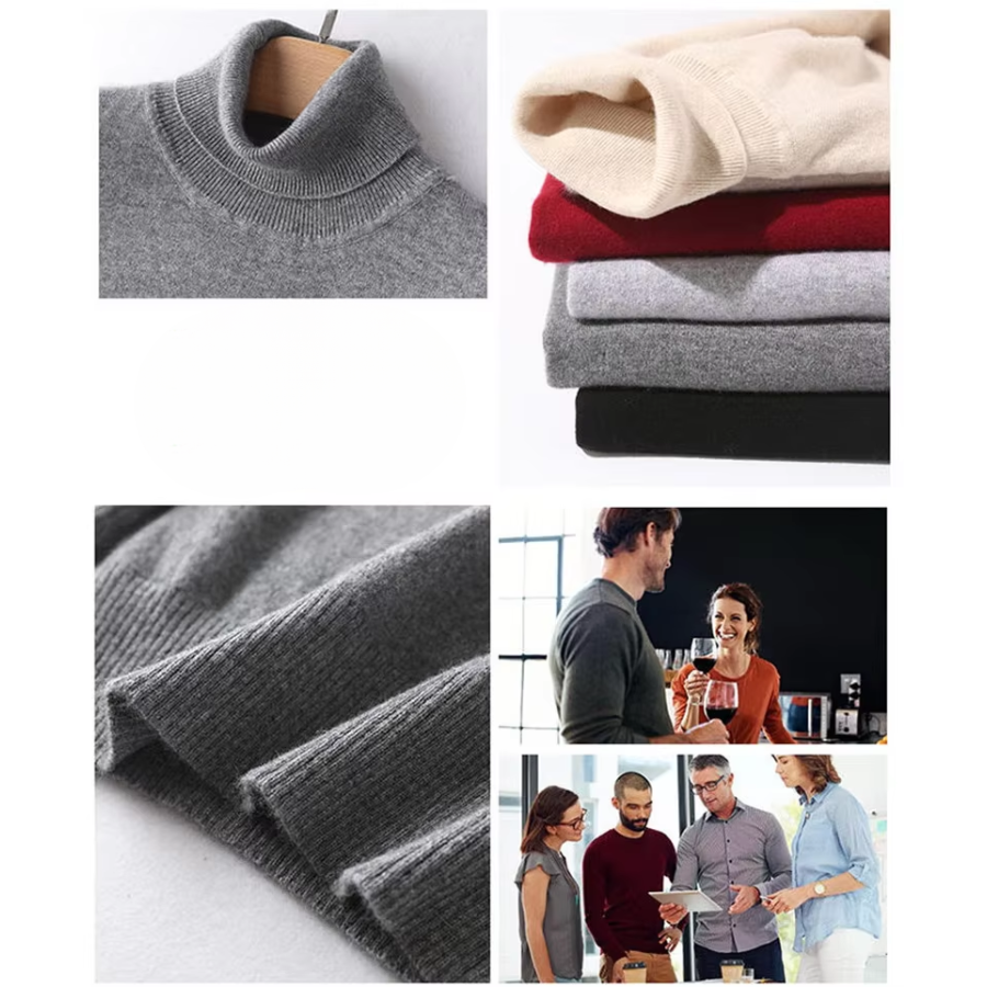 WW | Herren Wollpullover Mit Rollkragen Und Schlankem Design