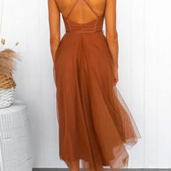 WW | Rosiedress Offene Rücken Taillierte Swing Maxi Cami Tüll Kleid