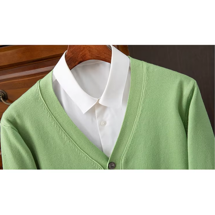 W&W Mode | Herren Strickjacke Mit Knöpfen, Leichter Stoff, Klassischer V-ausschnitt