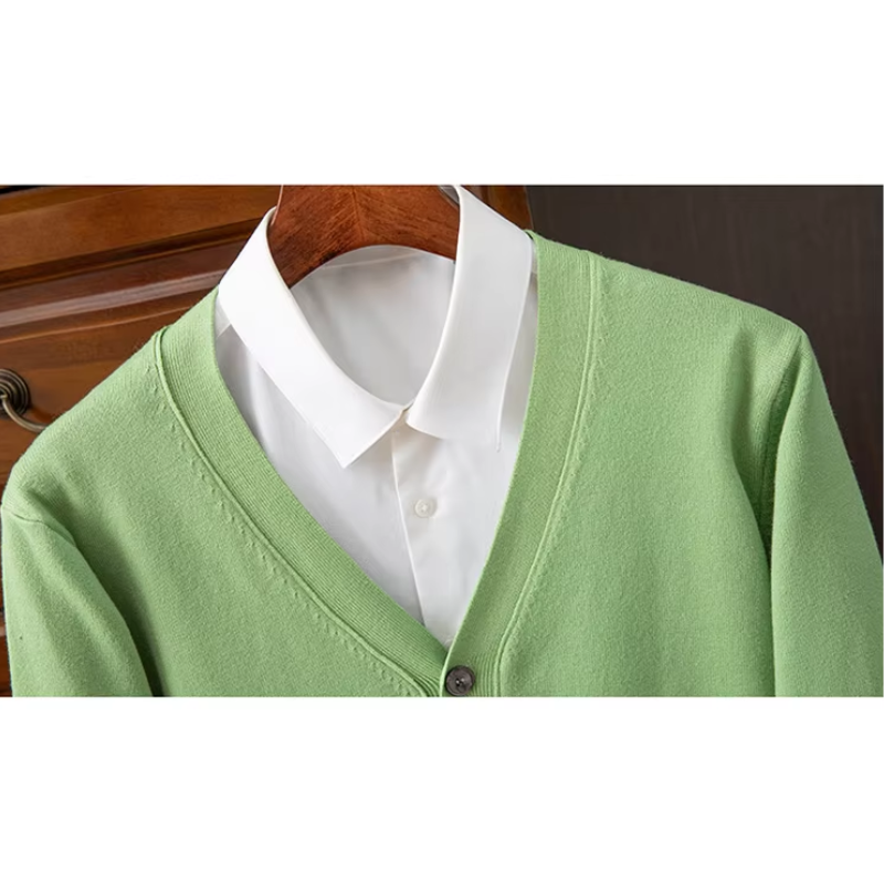 WW | Herren Strickjacke Mit Knöpfen, Leichter Stoff, Klassischer V-ausschnitt