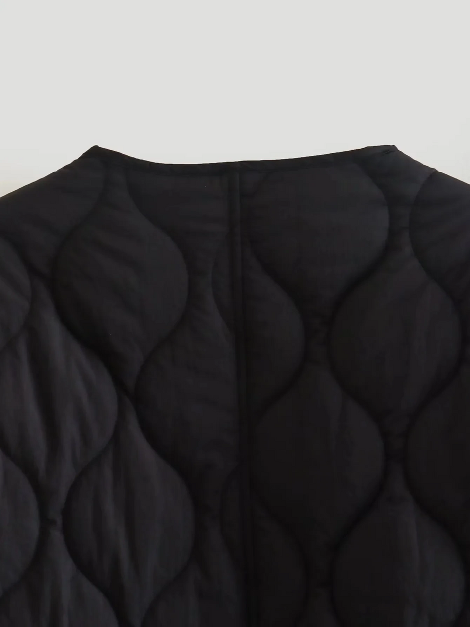 WW | Gepolsterte Jacke Damen, Leichtes Übergröße Modell Mit Taschen, Knopfverschluss