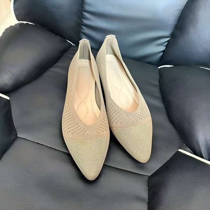 W&W Mode | Damen Mode Flache Schuhe, Lässig Pointed Toe Knit Flats