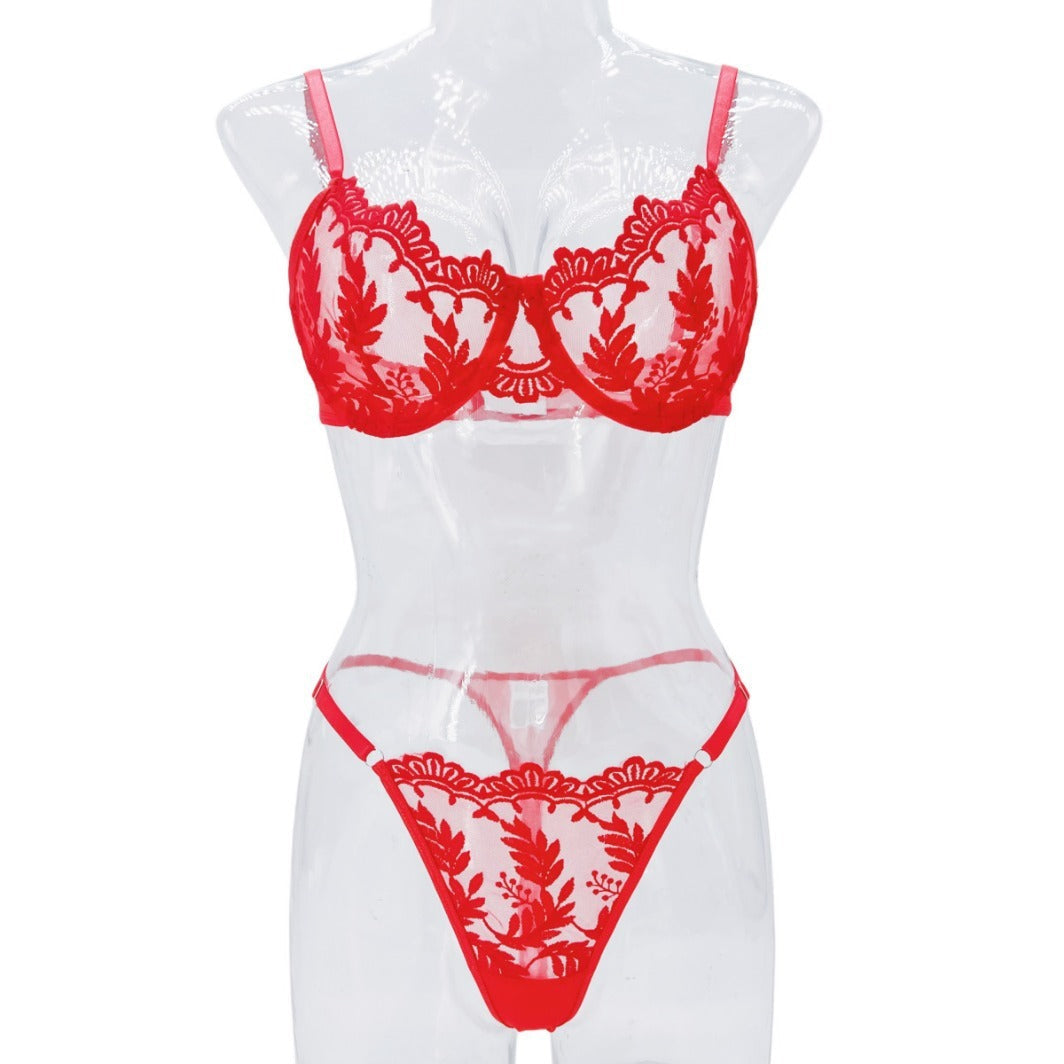 WW Spitzen-Dessous-Set mit Stickerei