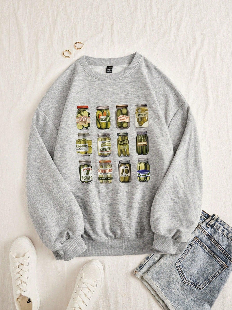 WW | Gestreiftes Sweatshirt mit Rosa Details für Damen