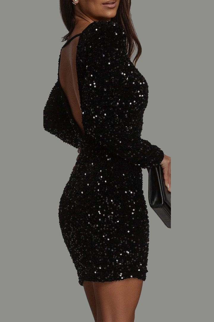 W&W Mode | Rückensfreies Glitzerkleid Für Damen Glamouröse Abendkleidung
