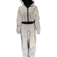 Damen Sportanzug mit modernem Hochglanz-Design und elastischem Bund WW