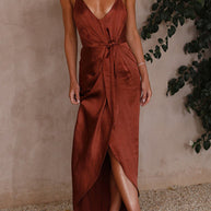 WW | Sexy Solid Frenulum Falten V-Ausschnitt Sling Kleid Kleider- 4 Farben