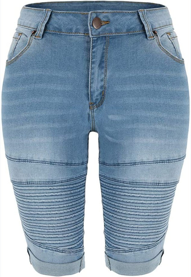 Damen Denim Radlerhosen mit modischem Biker-Detail WW