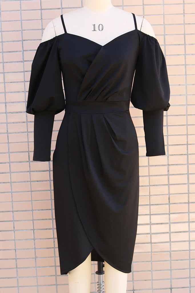 WW | Süß Elegante Einfarbige Falten Off-Shoulder Unregelmäßige Kleider - 3 Farben