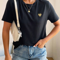 WW | Damen T-Shirt Mit Herz Detail Minimalistisch, Lässig & Kombinationsstark