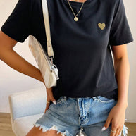 WW | Damen T-Shirt Mit Herz Detail Minimalistisch, Lässig & Kombinationsstark