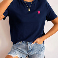 WW | Damen T-Shirt Mit Herz Detail Minimalistisch, Lässig & Kombinationsstark