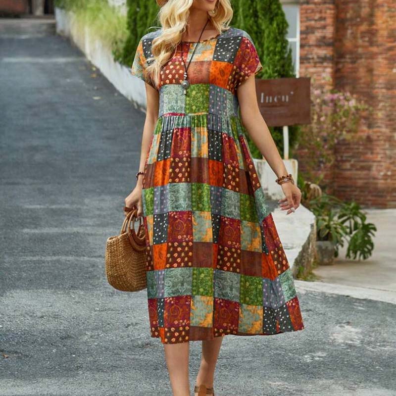 WW Kleid | Luftiges Strandkleid mit Color Block Print