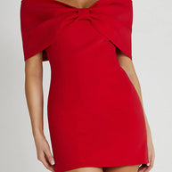 WW | Sexy Celebrities Uni mit Schleife Off the Shoulder Gewickelt Rock Kleider