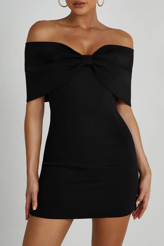 WW | Sexy Celebrities Uni mit Schleife Off the Shoulder Gewickelt Rock Kleider